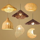GobekUsa Chinese Rattan Pendant Lights Hand-woven Straw Hat Lampshade Ceiling Chandelier