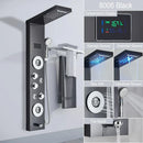 GobekUsa Brushed LED Light Shower Faucet SPA Massage Shower Column Waterfall Panel