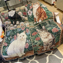 GobekUsa Cat Sunflower Knitted Sofa Cover - Multi-functional Blanket, Bed Cover, Floor Mat, and Tapestry for Home Decor.