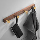 GobekUsa Brushed Gold Wood and Aluminum Robe Hook Towel Hanger for Bathroom and Kitchen