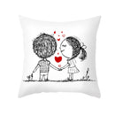 GobekUsa Love Heart Sketch Couple Pillow Cover 45X45CM Peah Skin Print