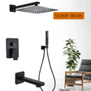 GobekUsa Black Wall Mounted Shower Faucet with Handshower and Rainfall Shower Head