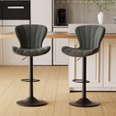 Swivel Bar Stools Set of 2 — Adjustable Counter Height with Fabric Seat & Footrest