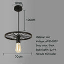 GobekUsa Industrial Iron Wheel Chandelier for Dining Room, Restaurant, and Cafe