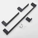 GobekUsa Black Bathroom Hardware Set: Robe Hook, Towel Rail, Rack, Shelf, Tissue Holder & More