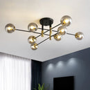 GobekUsa Black & Gold LED Round Ball Chandelier - Elegant Lighting Fixture for Home