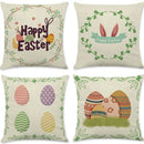 GobekUsa Easter Rabbit Eggs Linen Pillowcase 45*45CM