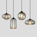 GobekUsa Gray Glass Pendant Light for Bar Stair Dining Room E27 Edison Lamp Lighting
