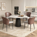 Upholstered PU Leather Dining Chairs with Curved Backrest (Set of 4)