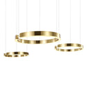 GobekUsa LED Chandelier: Round Rings Pattern, Gold, Modern Design for Living, Dining, Bedroom, Kitchen.
