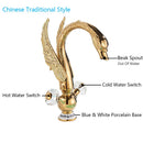 GobekUsa Golden Swan Basin Faucet: Solid Brass, Deck Mount, Dual Handle Mixer Tap