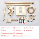 GobekUsa Brushed Gold Rain Shower Bath Faucet Wall Mounted - Shower Set Mixer