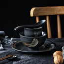 GobekUsa Black Ceramic Sushi Plate and Rice Bowl Set