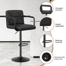Counter Height Swivel Bar Stools, PU Leather & Iron Frame (Set of 2)