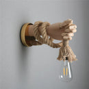 GobekUsa Hand Shape Hemp Rope Wall Light for Corridor Bar Restaurant, E27 Wall Decoration Lamp