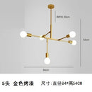 GobekUsa Cross Style 5-Head Pendant Light in Gold and Black Finish for Modern Home Decor