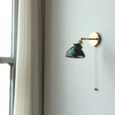 GobekUsa Green Glass LED Wall Lights Pull Chain Switch Indoor Lighting Adjustable Fixtures