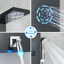 GobekUsa LCD Black LED Rainfall Shower Panel with 5 Massage Jets Wall Mount