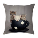 GobekUsa Cute Cat Face Decorative Cushion Cover Soft Linen Pillow for Home Sofa