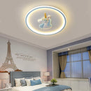 GobekUsa Cartoon Kids Ceiling Lights Remote Control Chandelier 56W Blue Pink 220V