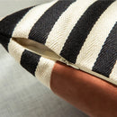 GobekUsa Black Stripe Faux Leather Pillow Cover 45x45cm for Home Decor