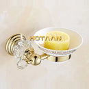 GobekUsa Gold Crystal Bathroom Accessories Set: Luxe Brass Bath Hardware Wall Mount Collection