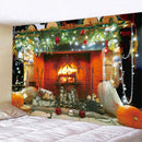 GobekUsa Christmas Fireplace & Tree Tapestry Wall Hanging