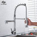 GobekUsa Kitchen Faucet Pull Out Dual Spout Single Handle Mixer Tap 360 Rotation