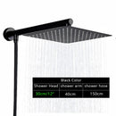 GobekUsa Black Ultrathin Rainfall Shower Head with Arm Bracket, Hose & Faucet Set