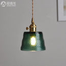 GobekUsa Green Glass LED Pendant Light - Japanese Style Nordic Copper Hanging Lamp