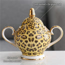GobekUsa Leopard Print Bone China Coffee Set Tea Pot Cup Luxury Porcelain Drinkware