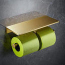 GobekUsa Brass Bath Hardware Set: Shelf, Towel Rack, Paper & Toilet Brush Holder in Brushed Gold