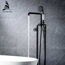 GobekUsa Industrial Black Floor Standing Dual Handle Bathroom Shower Faucet