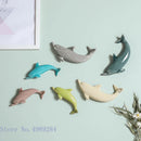 GobekUsa Dolphin Fish Ocean Background Ceramic Wall Decoration for Children's Room