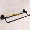 GobekUsa Antique Black Brass Double Towel Bar 30-60cm - YT-12298-H