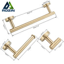 GobekUsa Brushed Gold Stainless Steel Bathroom Accessories Set - Towel Bar, Toilet Paper Holder, Hooks
