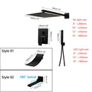 GobekUsa 8/16 Inch Matte Black LED Rainfall Shower Faucet Set
