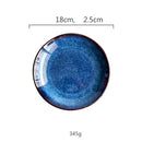 GobekUsa Blue Ceramic Round Plate - Commercial Steak Dish Wholesale