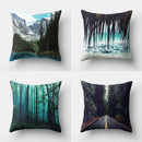 GobekUsa Green Tropical Leaves Forest Pillowcase - Natural Mountain Ocean Wave Decor