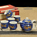 GobekUsa Ceramic Kung Fu Teapot with Dragon Design 350ml - Handmade Porcelain Tea Pot