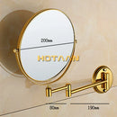 GobekUsa Gold Brass Wall Mounted Double Cosmetic Mirror 8 Inch, 1:1 and 1:3 Magnification