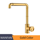 GobekUsa Gold Brass Retro Industrial Style Bathroom Faucet Hot Cold Mixer Tap