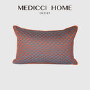 GobekUsa Geometric Blue & Red Jacquard Waist Pillow Case for Modern Luxury Décor