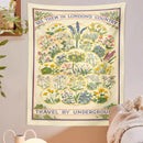 GobekUsa Botanical Wildflower Tapestry Wall Hanging Floral Print Identification Chart Wall Art