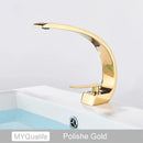 GobekUsa Brushed Gold Basin Faucet, Deck Mounted Wash Basin Mixer for Bathroom