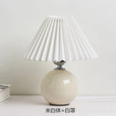 GobekUsa Japanese Ceramic Table Lamps Living Room Pleated Skirt Lampshade Warm Bedroom Lighting
