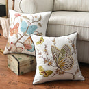 GobekUsa Butterfly Floral Cotton Embroidered Pillow Cover 45x45cm Home Decor Square