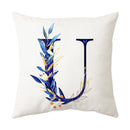 GobekUsa Blue Alphabet Flower Letter Pillowcase for Home Decor