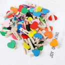 GobekUsa 50-Pack Romantic Heart Shape Wood Clips for Home Décor and Parties