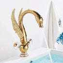 GobekUsa Gold Brass Black Swan Bathroom Basin Faucet Luxury Single Mixer Tap Deck Mounted
